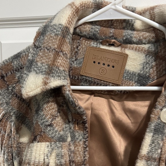 Blank NYC Take Note Plaid Fringe Coat Small - Picture 4 of 4